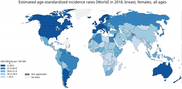 Global Breast Cancer Incidence 2018 | The Healthy Breast Program